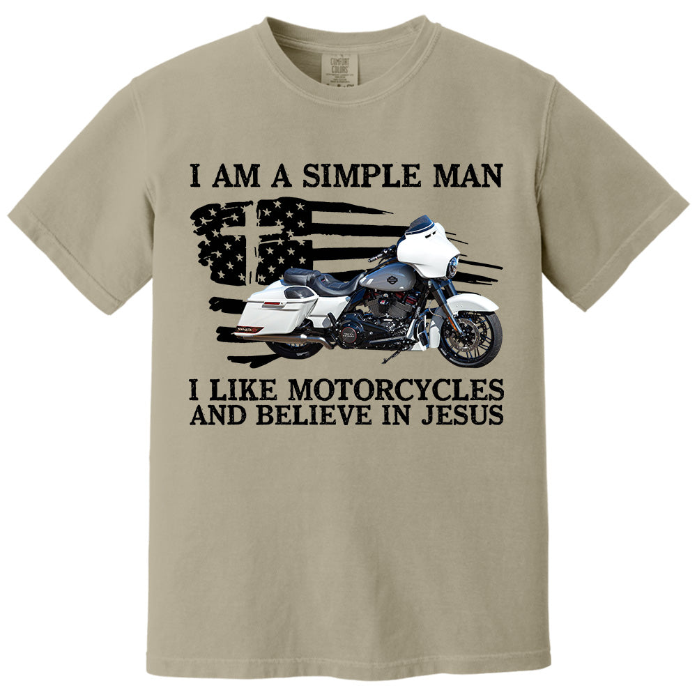 I Am A Simple Man I Like Motorcycles And Believe In Jesus -Custom Photo Shirt Pt99