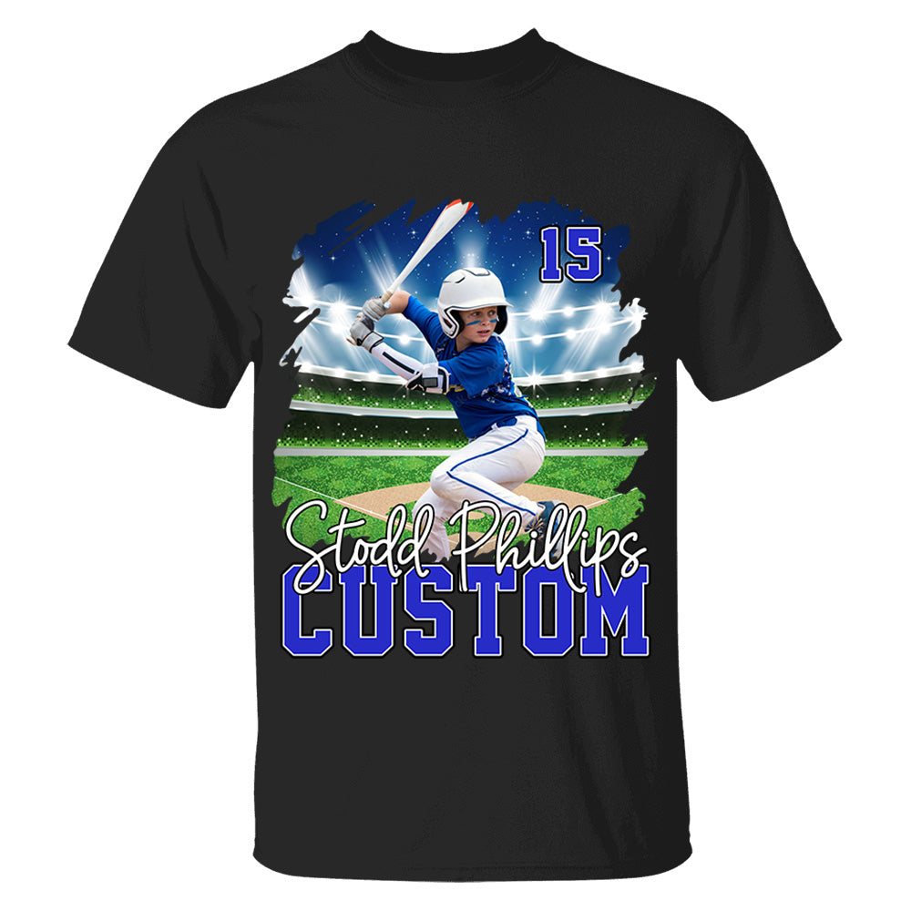 Custom Photo BaseBall Player And Team Name Shirt - Personalized Photo Sports Shirt
