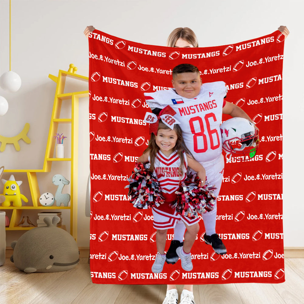 Personalized Football Blanket For Kids - Personalized Custom Photo & Name Blanket Tu24 Hv01
