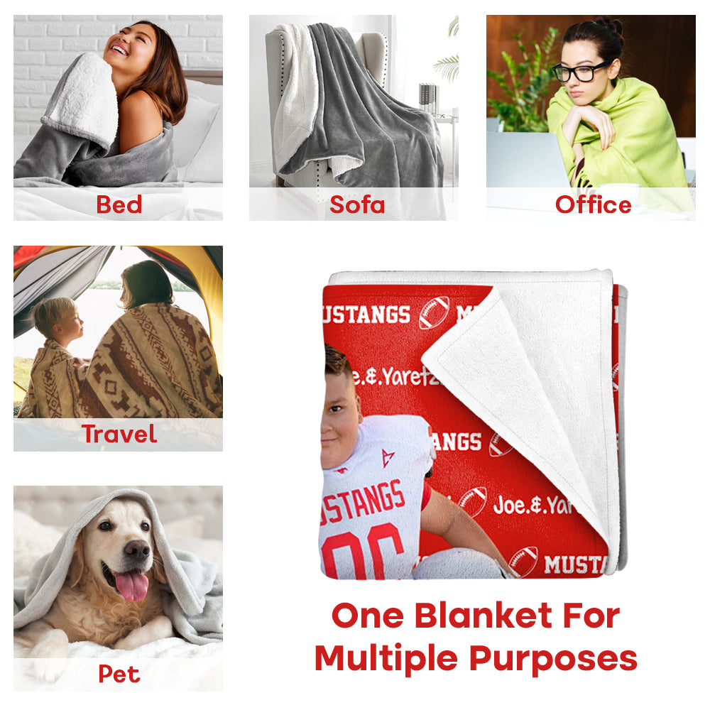 Personalized Football Blanket For Kids - Personalized Custom Photo & Name Blanket Tu24 Hv01