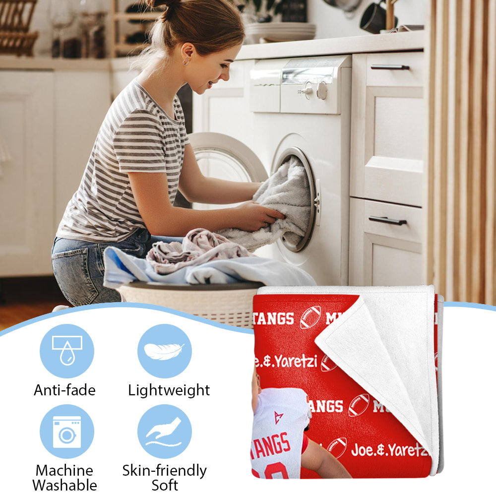 Personalized Football Blanket For Kids - Personalized Custom Photo & Name Blanket Tu24 Hv01