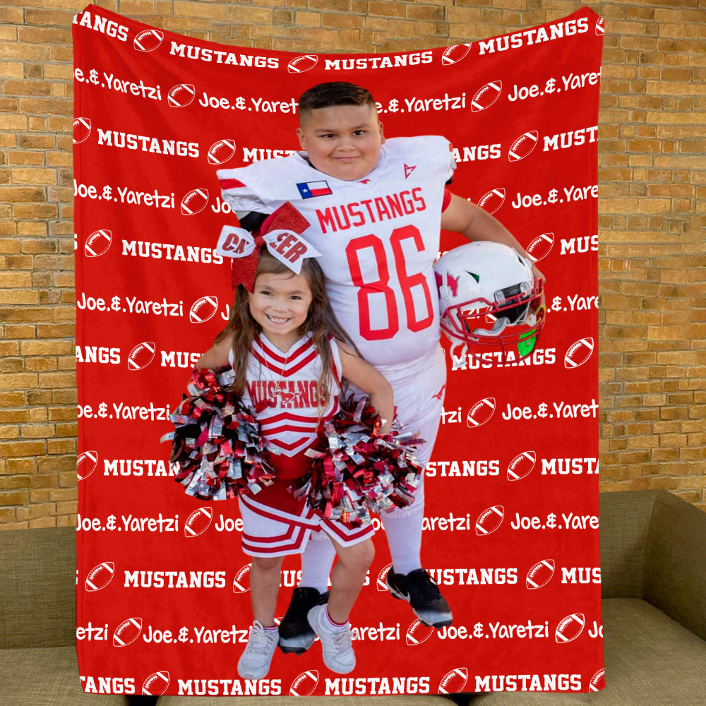Personalized Football Blanket For Kids - Personalized Custom Photo & Name Blanket Tu24 Hv01
