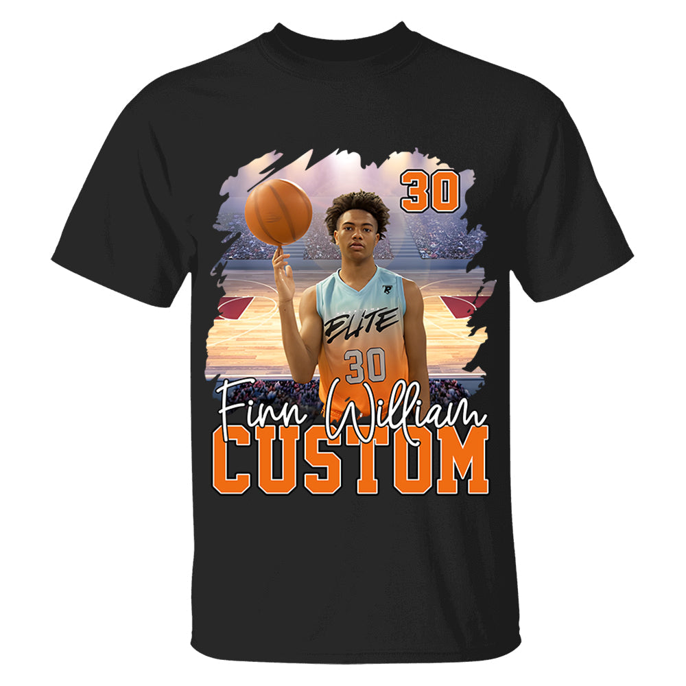 Custom Photo Basketball Player And Team Name Shirt - Personalized Photo Sports Shirt
