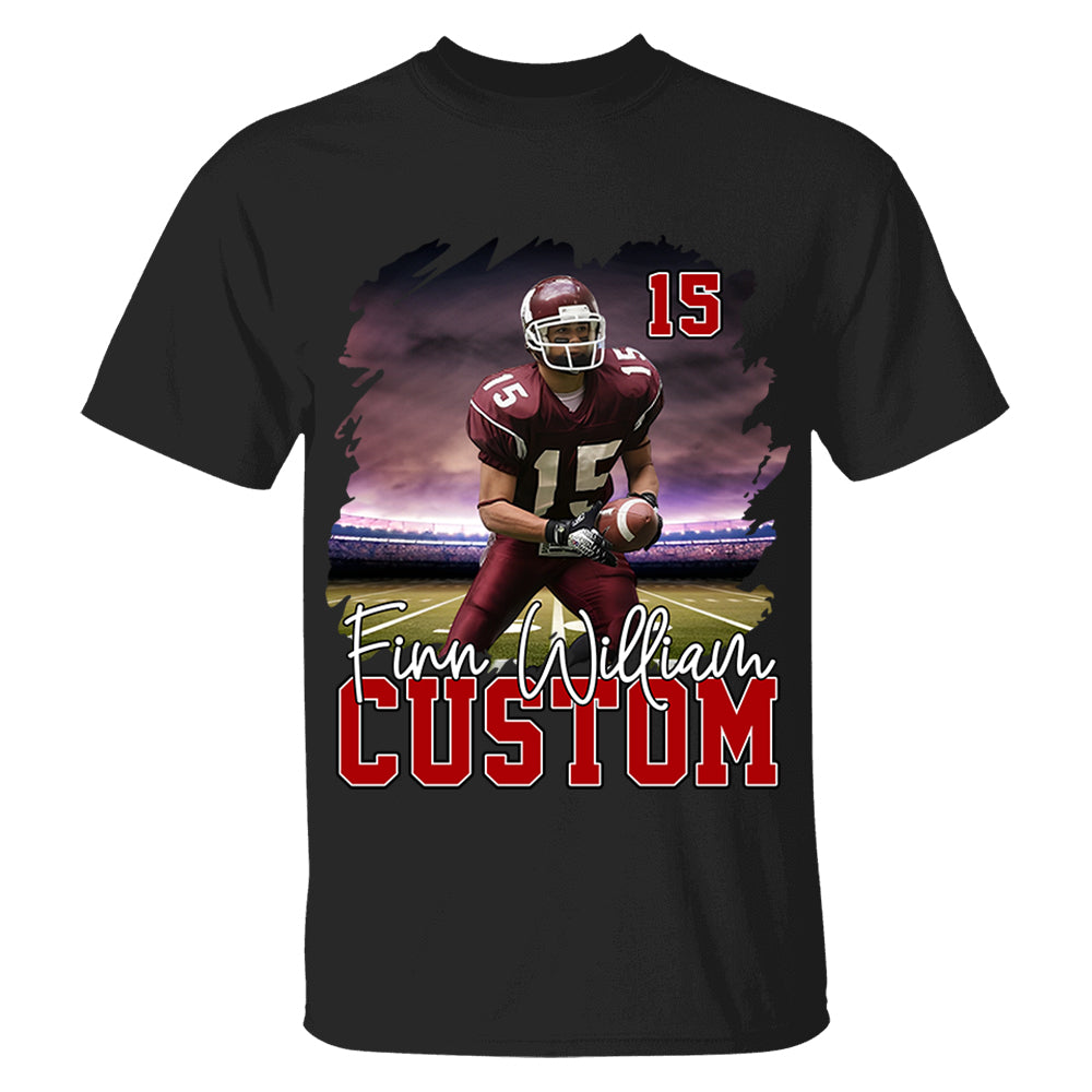 Custom Photo Football Player And Team Name Shirt - Personalized Photo Sports Shirt