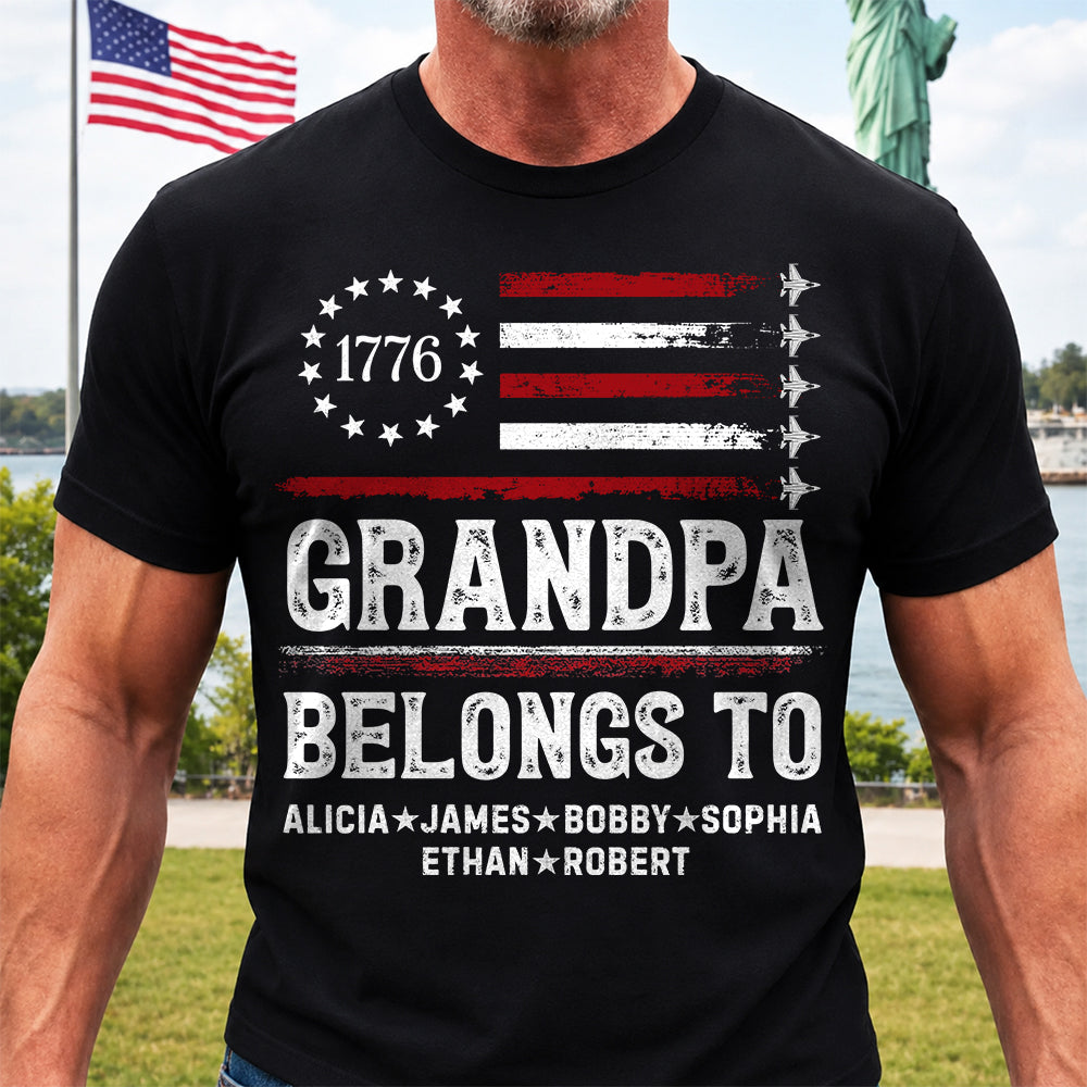 Proud American Grandpa Custom Kids Names Father's Day Gift For Dad, Grandpa L0411 Hv01