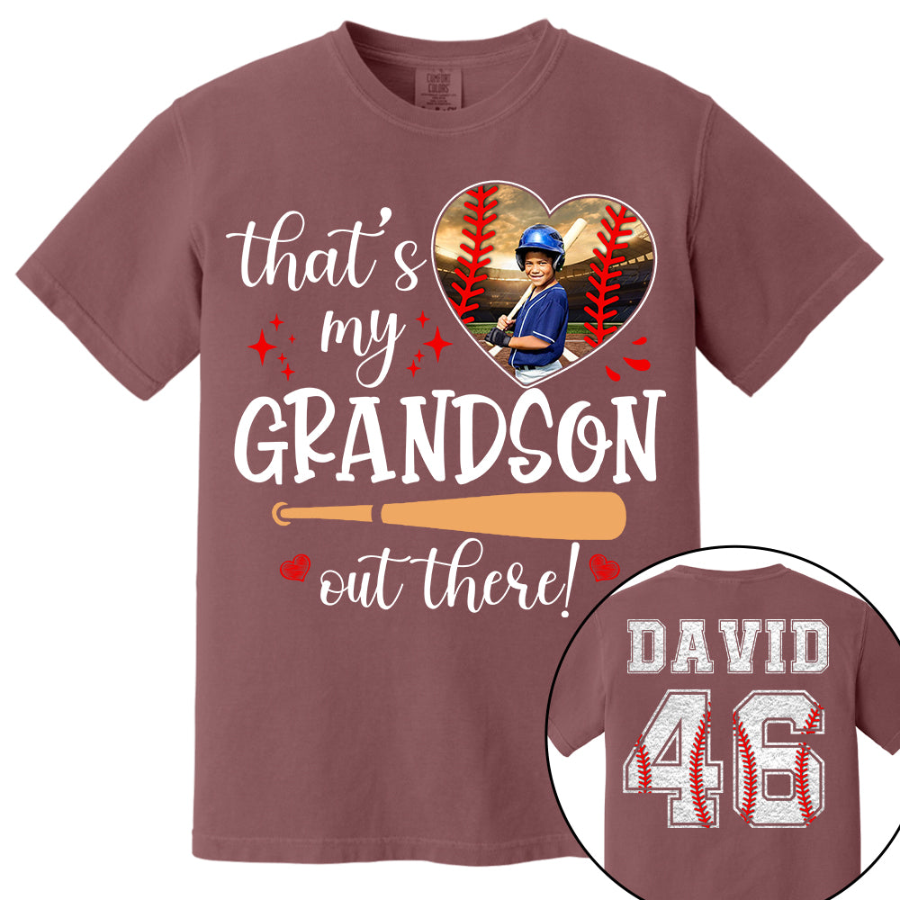 That's My Grandson Out There, Custom Photo Baseball Shirt, Gift For Baseball Lover, A2110 Nh00