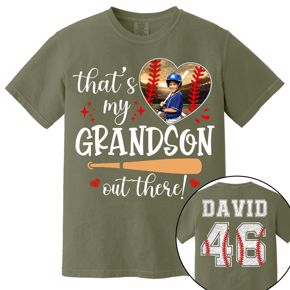 That's My Grandson Out There, Custom Photo Baseball Shirt, Gift For Baseball Lover, A2110 Nh00