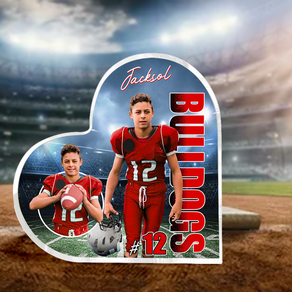 Custom Photo Football Game Day Football Heart Acrylic Gift For Football Lovers - Personalized Gift For Football Tu24 Pt99
