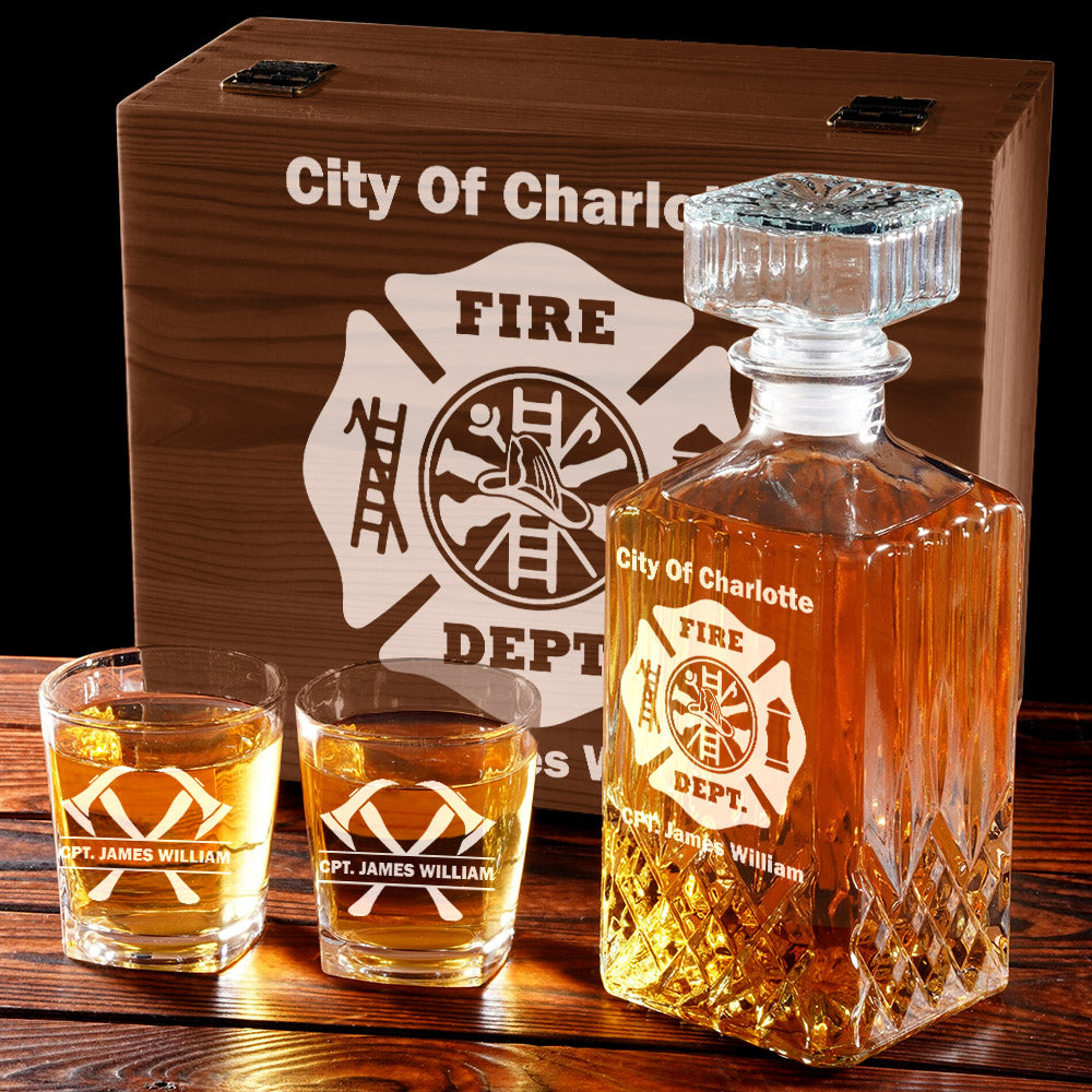 Firefighter Whiskey Decanter Set With Crossed Axe Glasses Fireman Gift Home Bar Gifts for Firefighters H2511 Trna