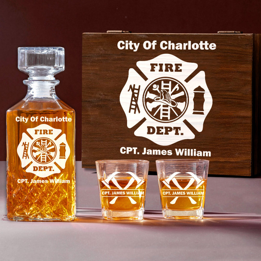 Firefighter Whiskey Decanter Set With Crossed Axe Glasses Fireman Gift Home Bar Gifts for Firefighters H2511 Trna