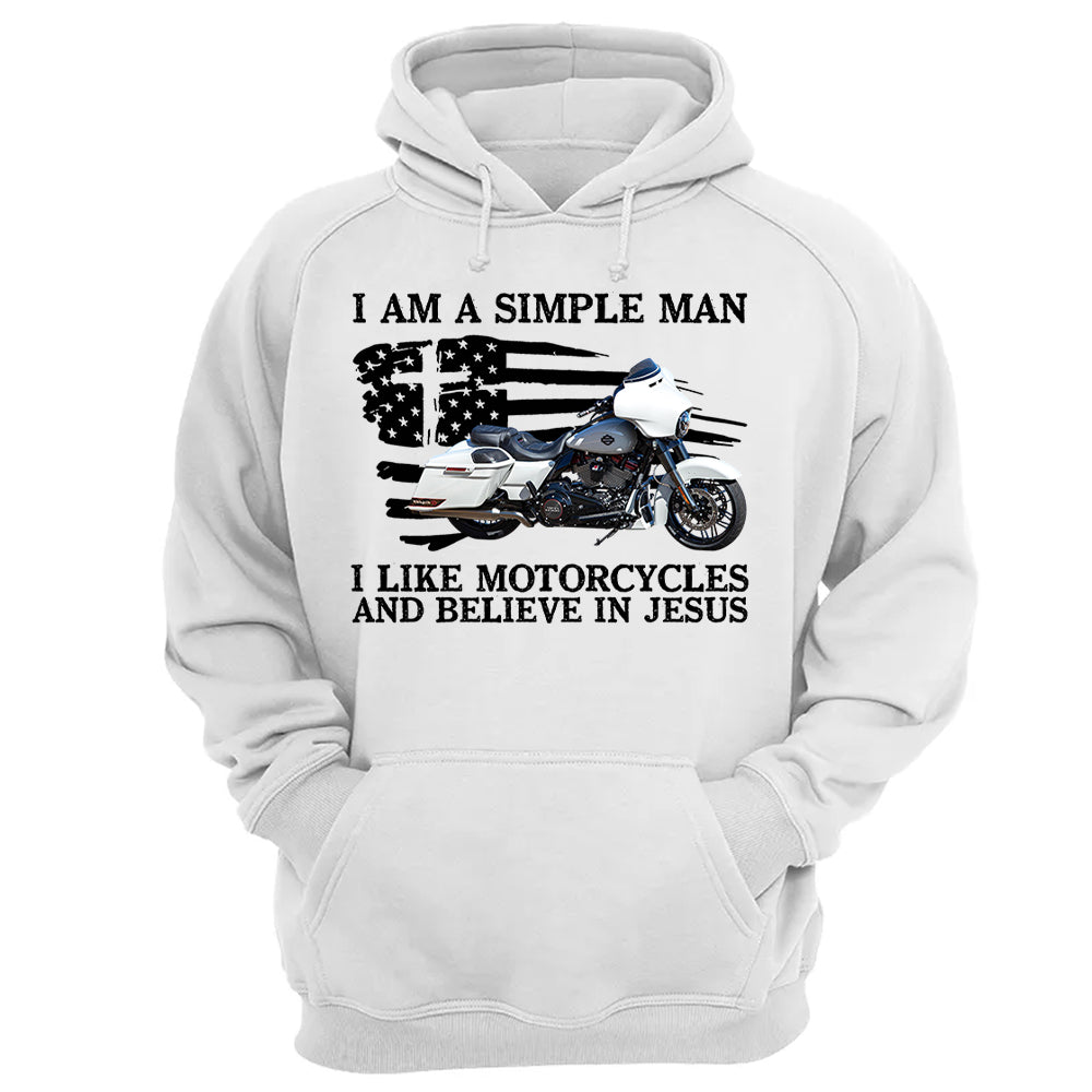 I Am A Simple Man I Like Motorcycles And Believe In Jesus -Custom Photo Shirt Pt99
