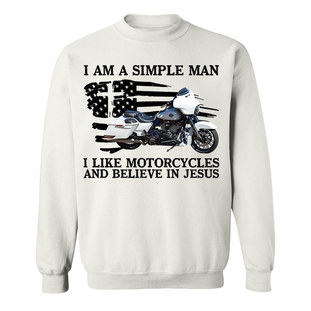 I Am A Simple Man I Like Motorcycles And Believe In Jesus -Custom Photo Shirt Pt99