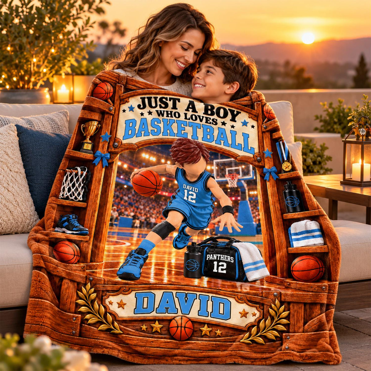 Just A Boy Who Loves Basketball Blanket, Personalized Basketball Blanket, Custom Name Basketball Gift, Gift for Basketball Na02 Hv01 KL07