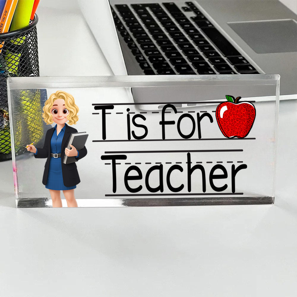 Teacher Personalized Acrylic Desk Name Plate Custom Your Title Gift For Teacher Tu24
