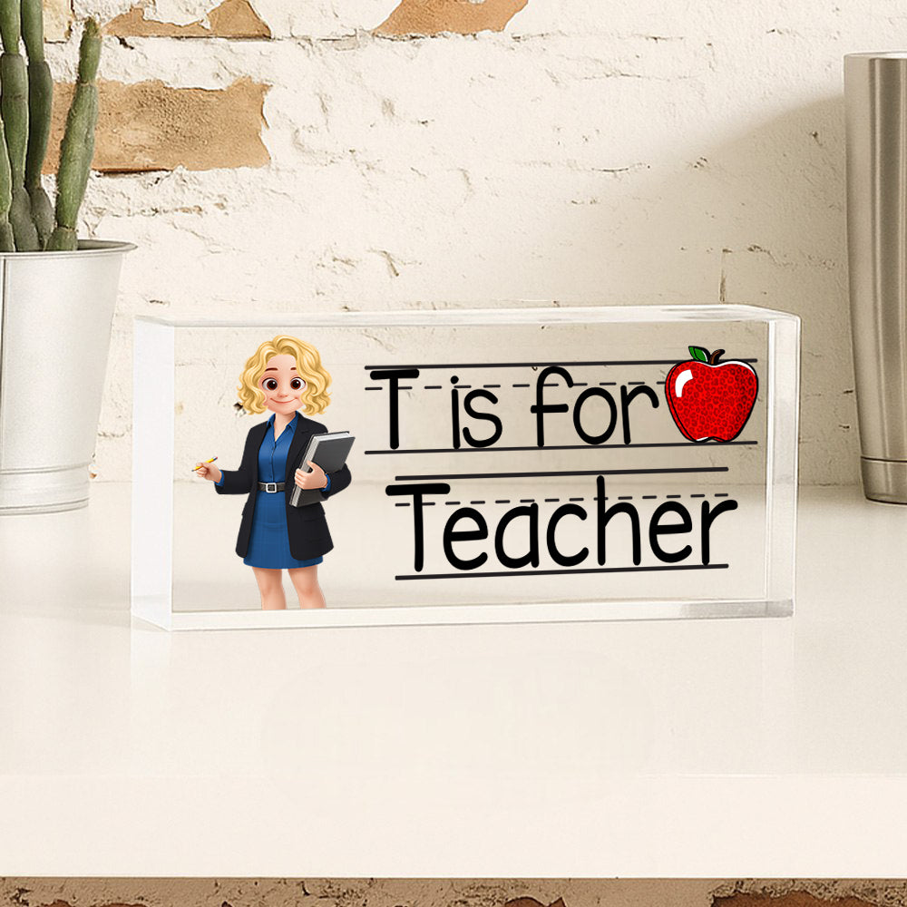 Teacher Personalized Acrylic Desk Name Plate Custom Your Title Gift For Teacher Tu24