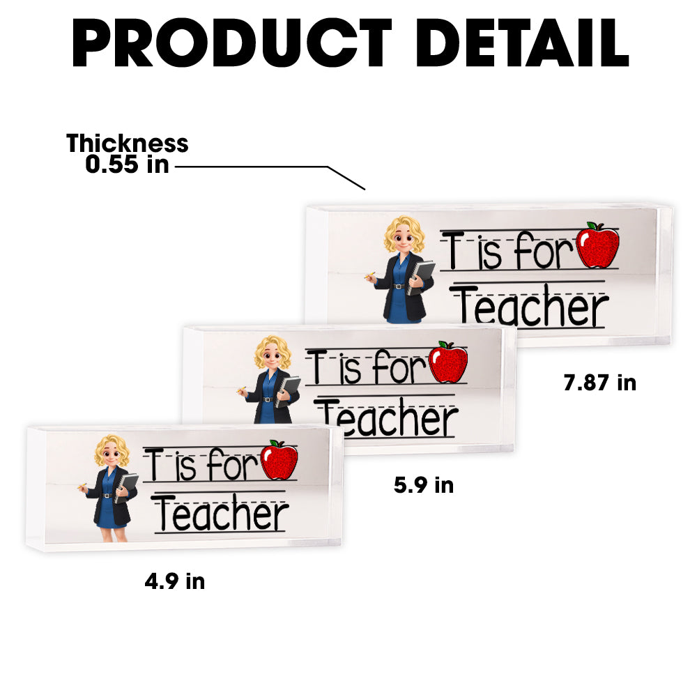 Teacher Personalized Acrylic Desk Name Plate Custom Your Title Gift For Teacher Tu24