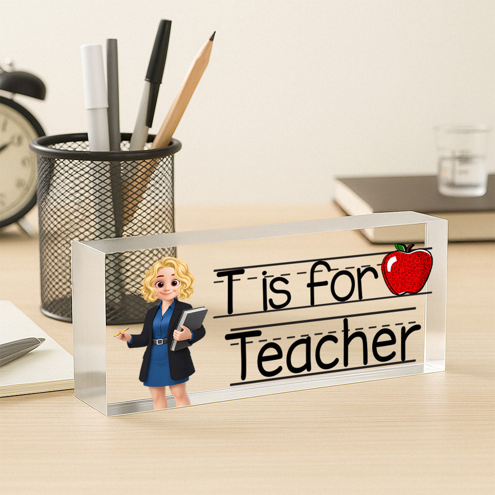 Teacher Personalized Acrylic Desk Name Plate Custom Your Title Gift For Teacher Tu24