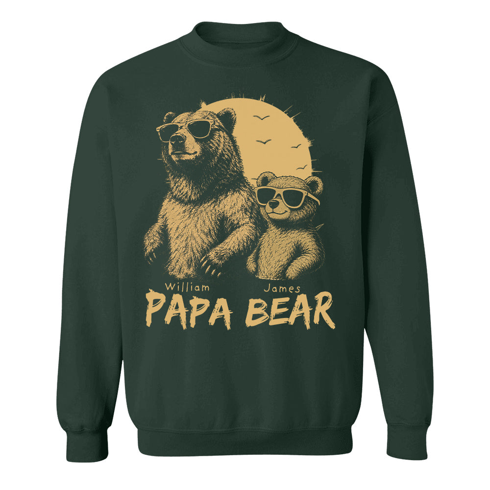 Personalized Papa Bear T-Shirt Father Day Gifts for Dad Funny Papa Tshirt Cool Daddy Bear Tee T24