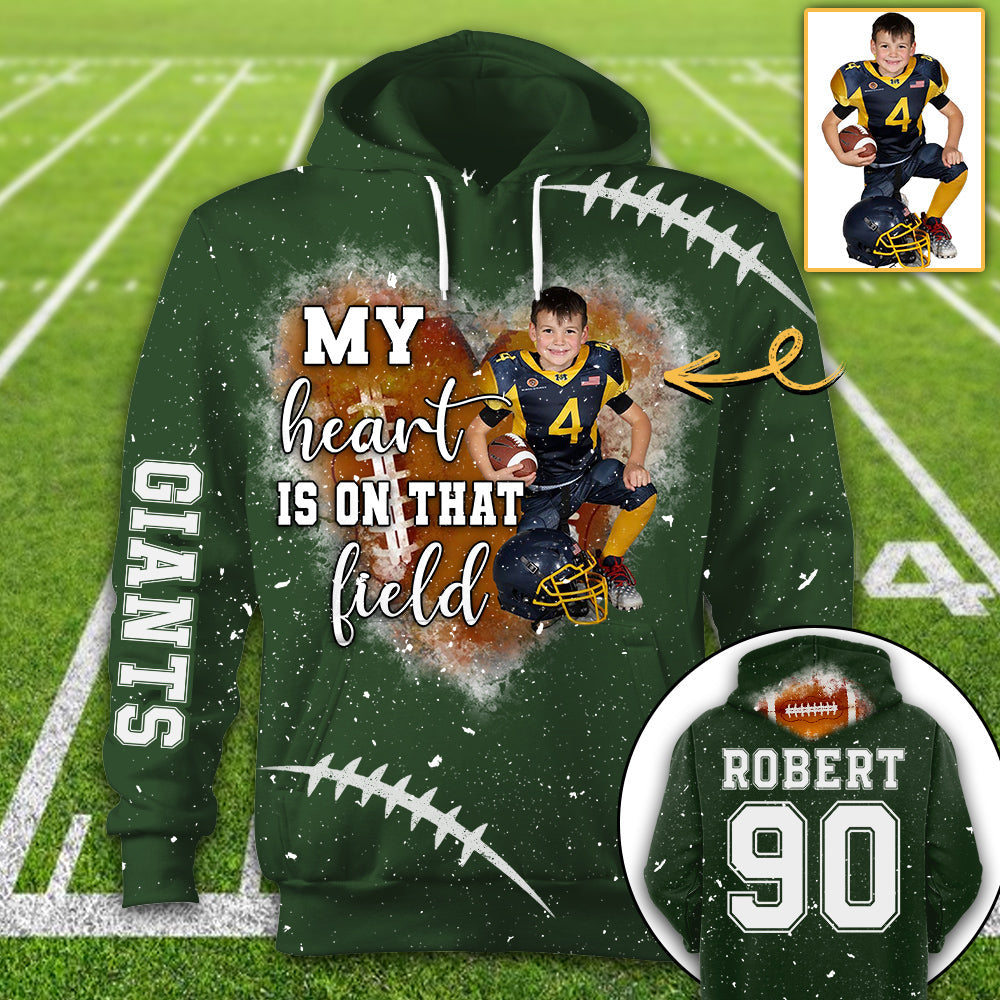 Personalized My Heart Is On That Field Football Custom Photo Player All Over Print Shirt K1702