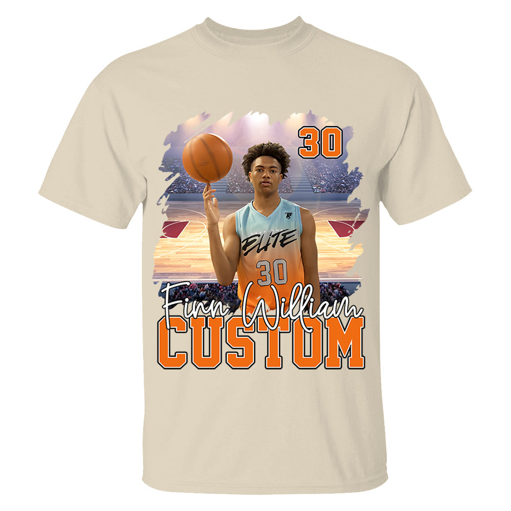 Custom Photo Basketball Player And Team Name Shirt - Personalized Photo Sports Shirt