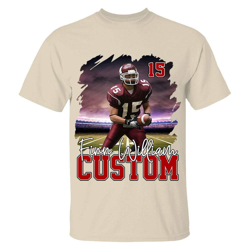 Custom Photo Football Player And Team Name Shirt - Personalized Photo Sports Shirt