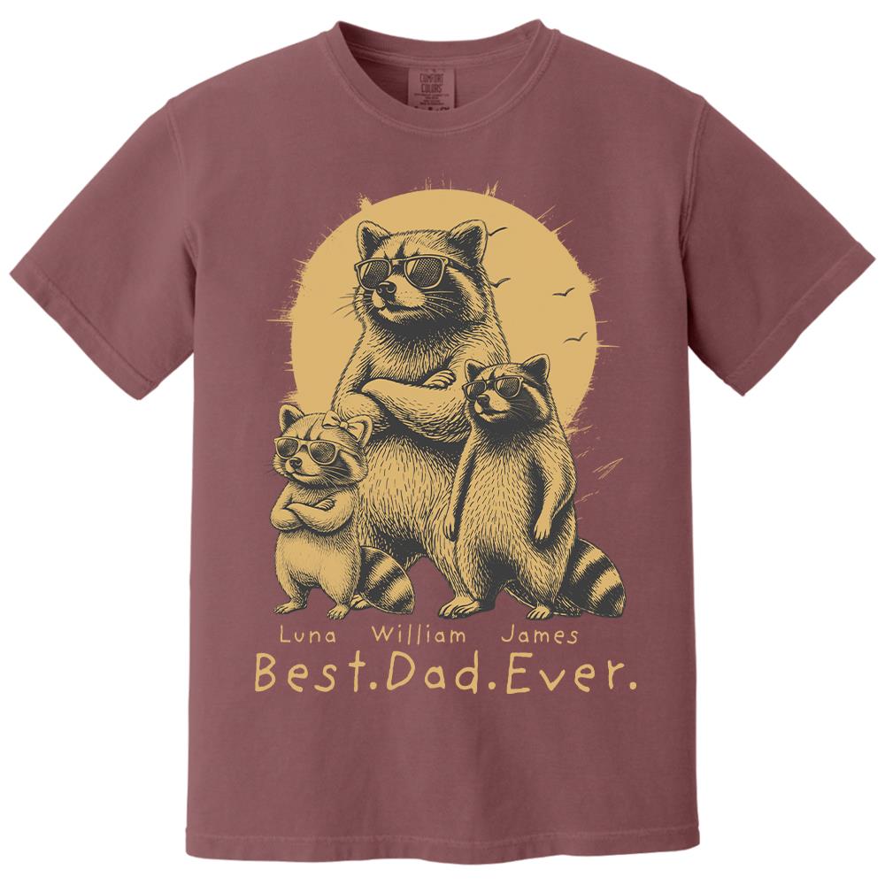 Best Dad Ever Dad Raccoon, Personalized T-Shirt Father Day, Gifts for Dad Husband, Funny Papa Tshirt Cool Daddy Raccoon Tee MI209 Hv01