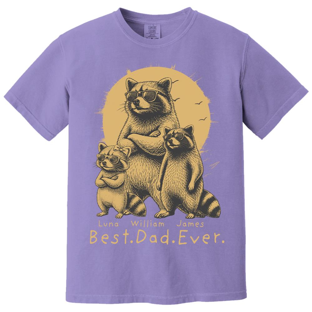 Best Dad Ever Dad Raccoon, Personalized T-Shirt Father Day, Gifts for Dad Husband, Funny Papa Tshirt Cool Daddy Raccoon Tee MI209 Hv01