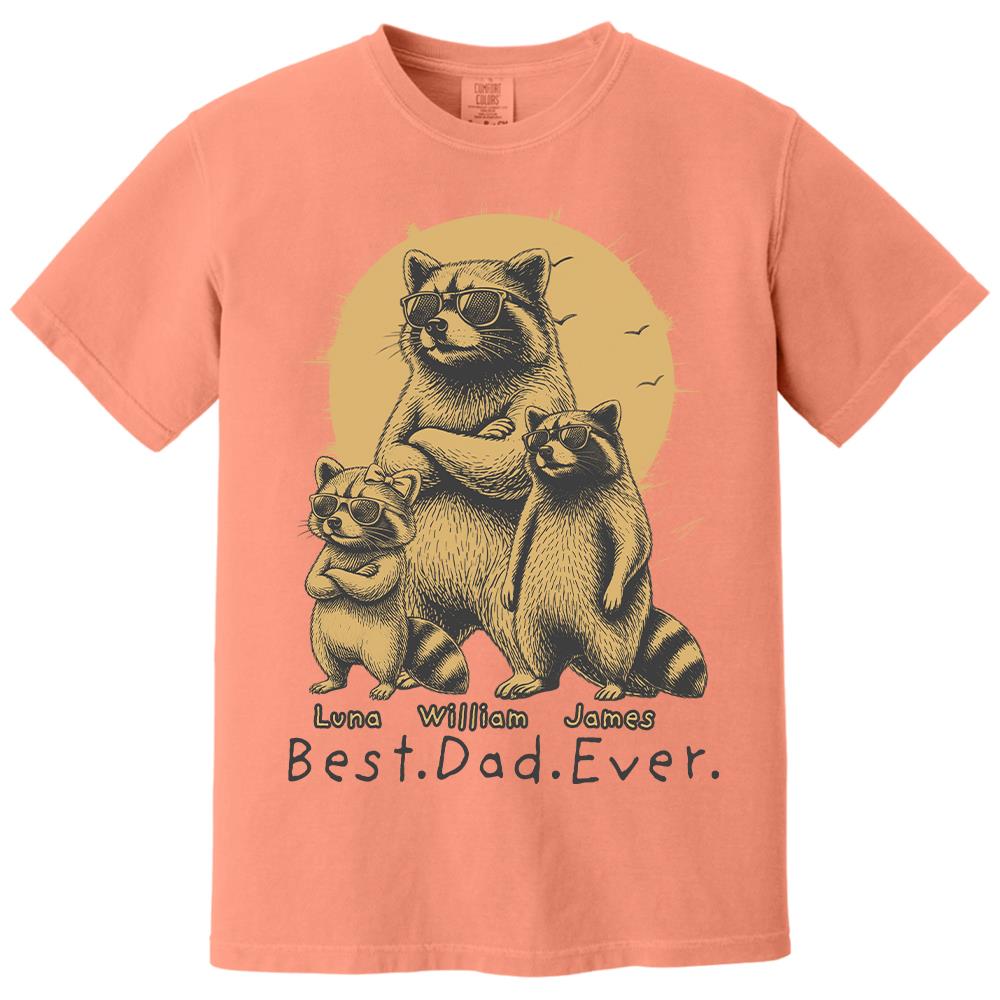 Best Dad Ever Dad Raccoon, Personalized T-Shirt Father Day, Gifts for Dad Husband, Funny Papa Tshirt Cool Daddy Raccoon Tee MI209 Hv01