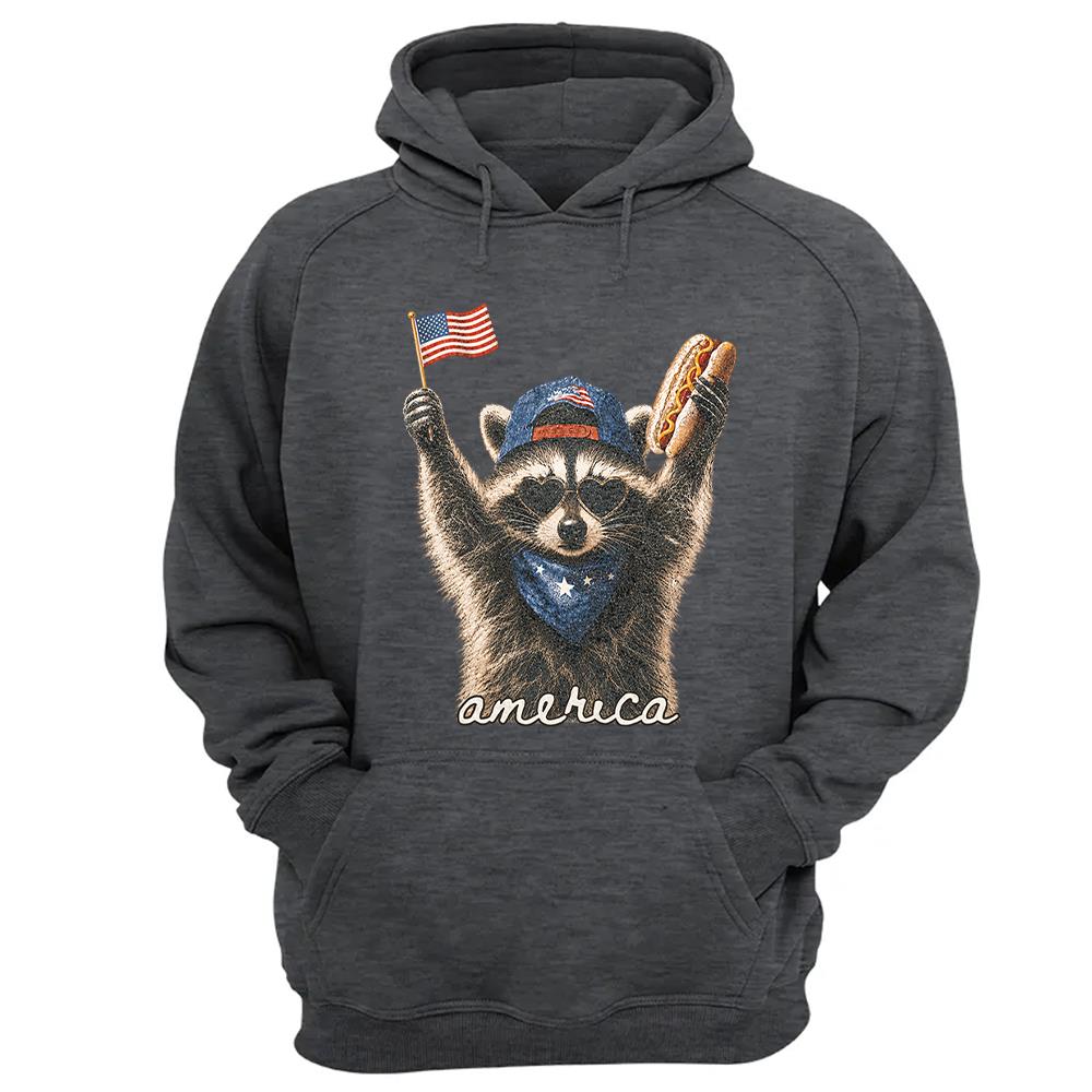 Custom Photo Pet, Feral & Free Racoon Shirt, 4th of July Shirt, USA Independence Day Shirt, Funny Raccoon Tee, Patriotic Shirt, July 4th Gift Nh00