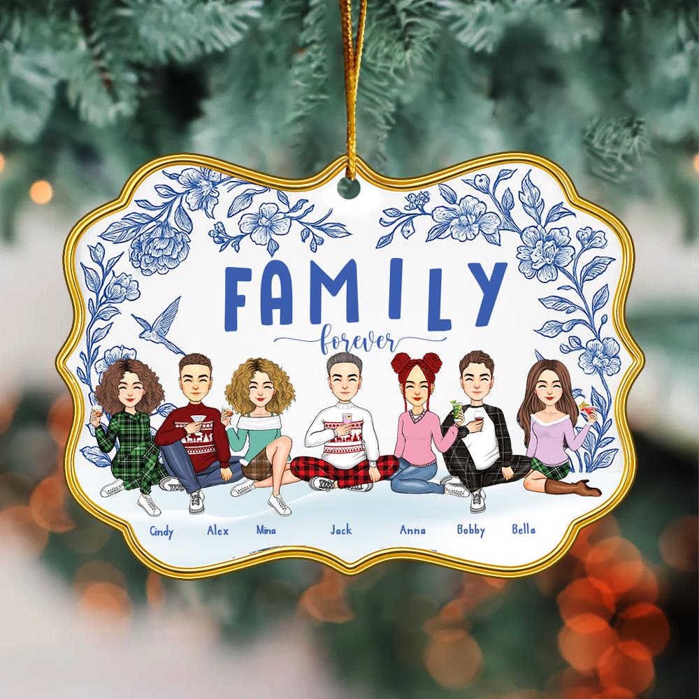 Personalized Toile De Jouy Style Acrylic Medallion Ornament - Family Forever Gift For Loved One Nh00