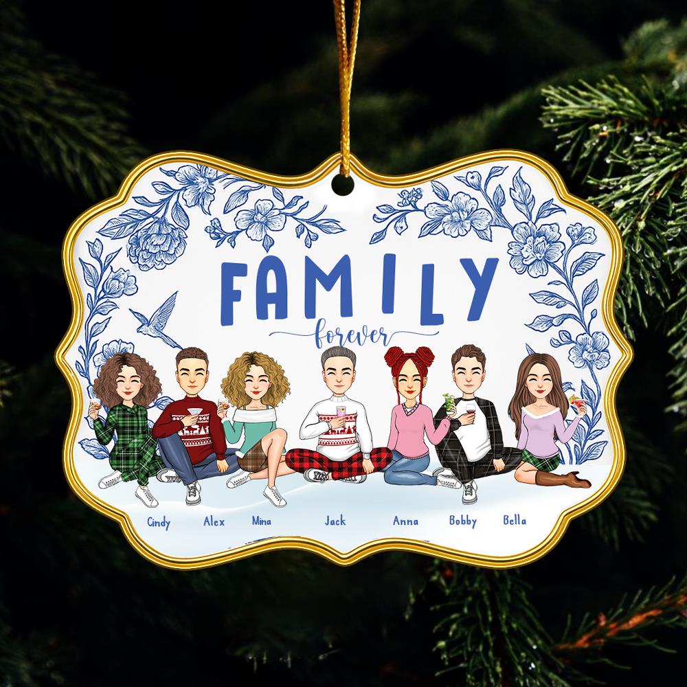 Personalized Toile De Jouy Style Acrylic Medallion Ornament - Family Forever Gift For Loved One Nh00