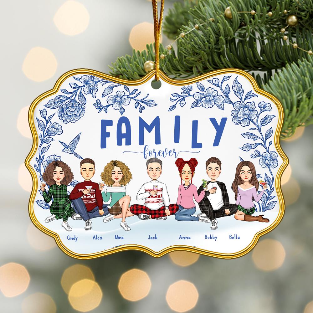 Personalized Toile De Jouy Style Acrylic Medallion Ornament - Family Forever Gift For Loved One Nh00