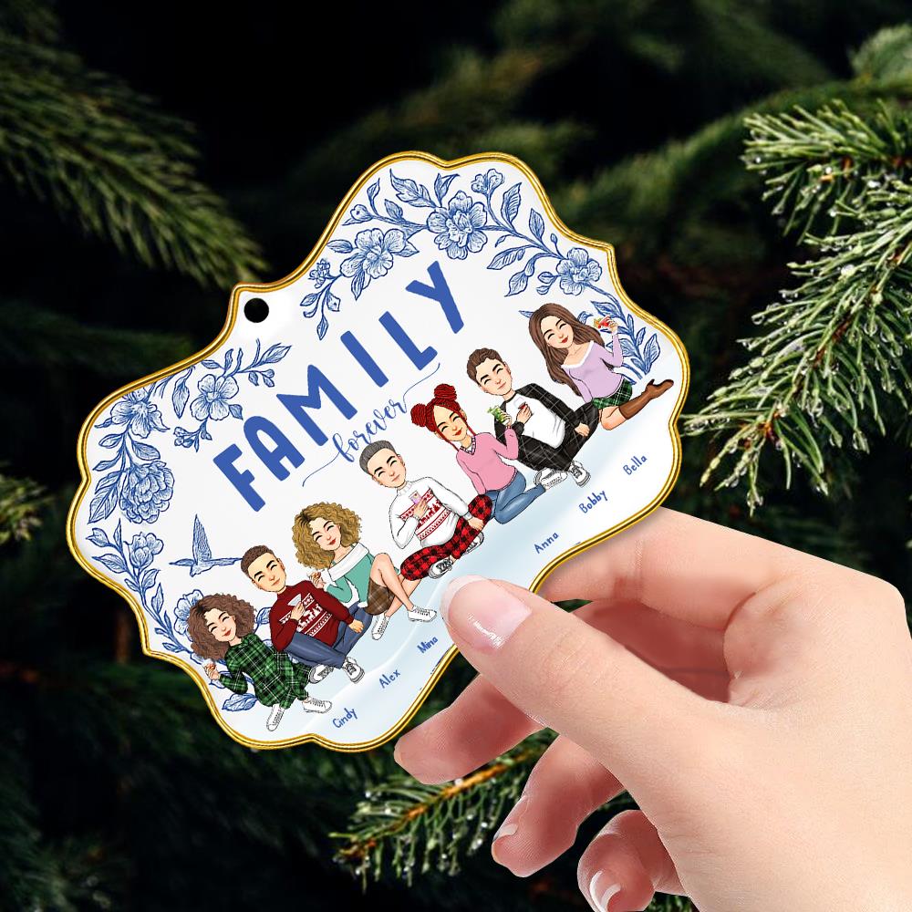 Personalized Toile De Jouy Style Acrylic Medallion Ornament - Family Forever Gift For Loved One Nh00