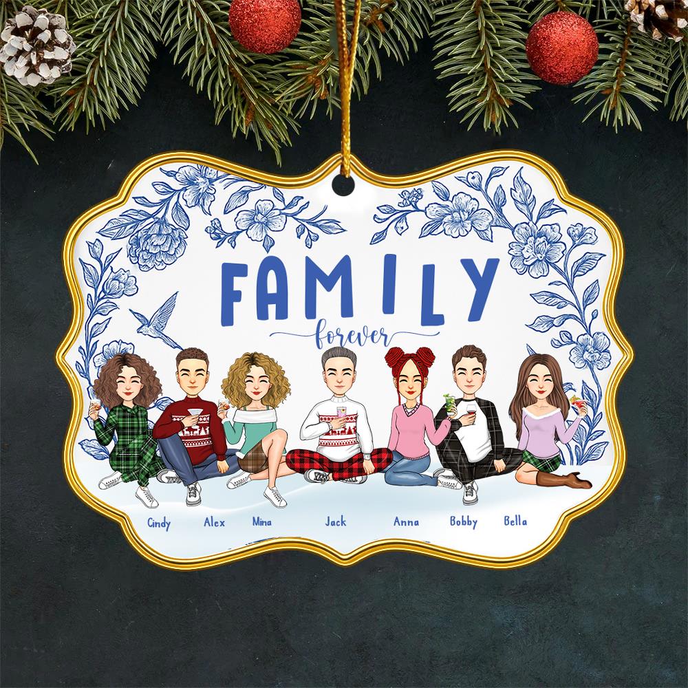 Personalized Toile De Jouy Style Acrylic Medallion Ornament - Family Forever Gift For Loved One Nh00