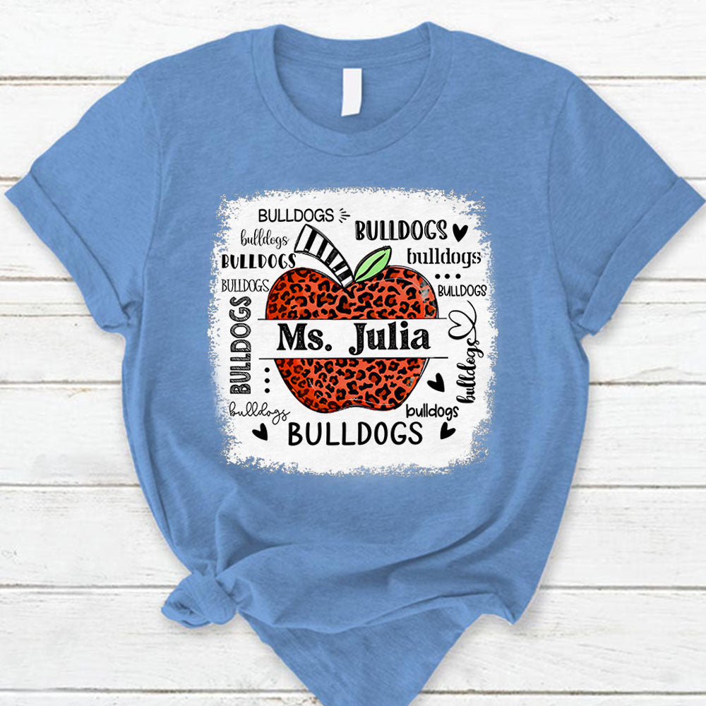 Personalized School Mascot Leopard Apple Custom Name T-Shirt Teacher Appreciation Gift Vr2 Ph99 Nh00