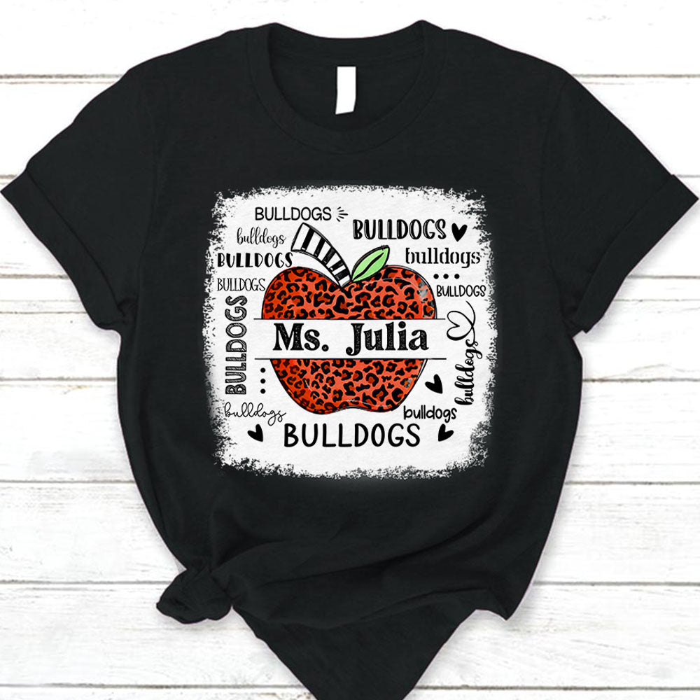 Personalized School Mascot Leopard Apple Custom Name T-Shirt Teacher Appreciation Gift Vr2 Ph99 Nh00