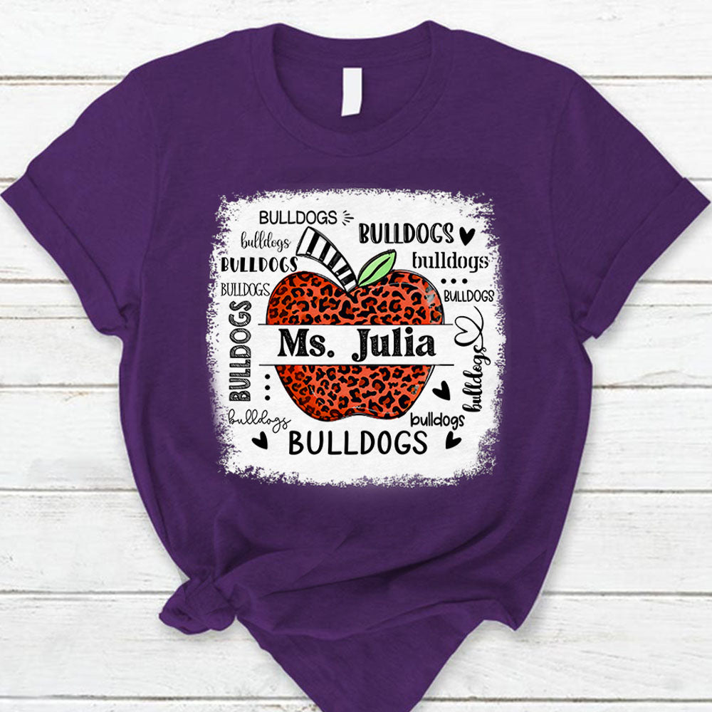 Personalized School Mascot Leopard Apple Custom Name T-Shirt Teacher Appreciation Gift Vr2 Ph99 Nh00