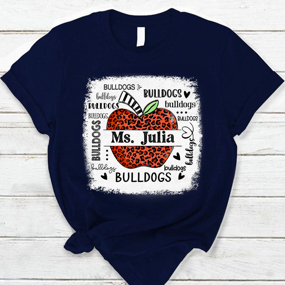 Personalized School Mascot Leopard Apple Custom Name T-Shirt Teacher Appreciation Gift Vr2 Ph99 Nh00