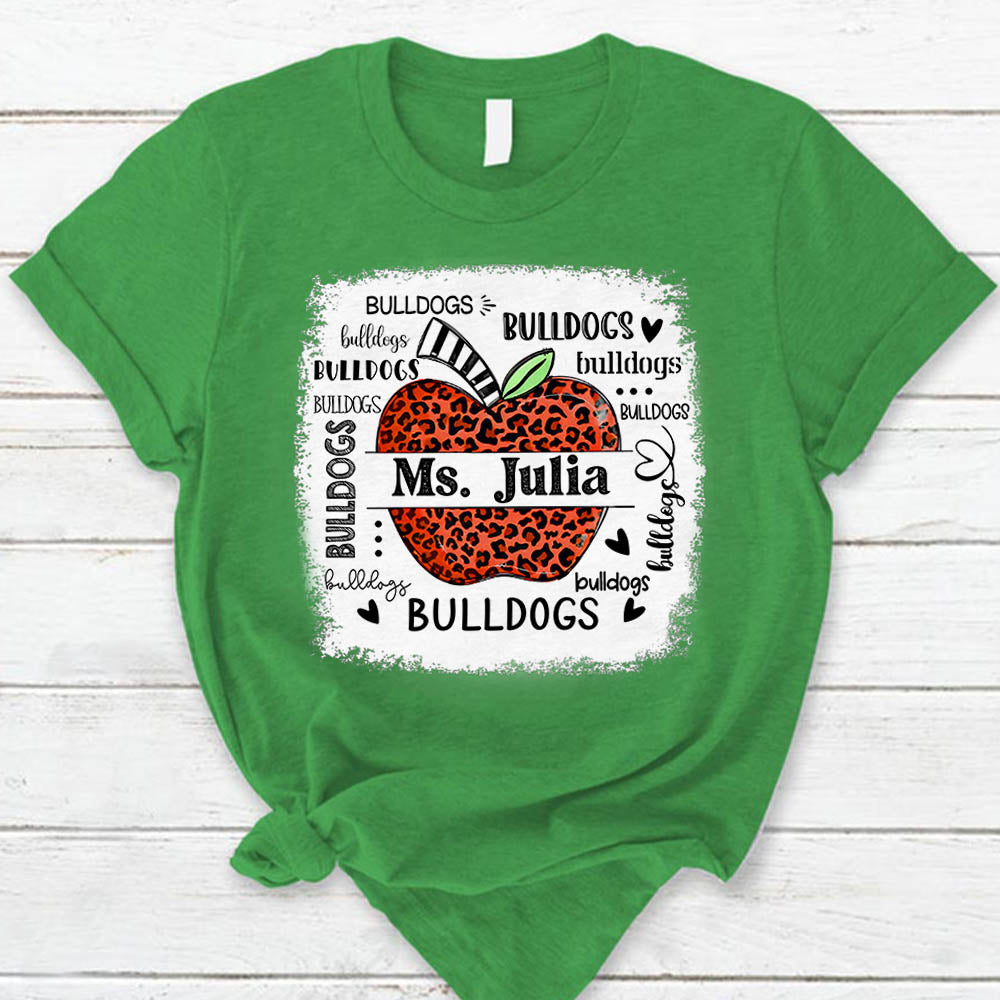 Personalized School Mascot Leopard Apple Custom Name T-Shirt Teacher Appreciation Gift Vr2 Ph99 Nh00