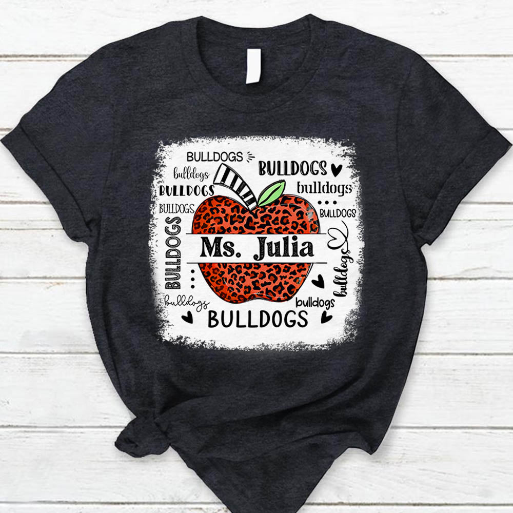Personalized School Mascot Leopard Apple Custom Name T-Shirt Teacher Appreciation Gift Vr2 Ph99 Nh00