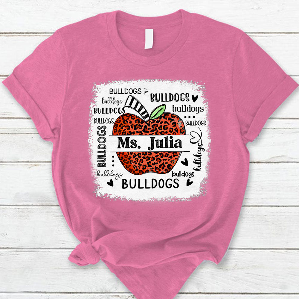 Personalized School Mascot Leopard Apple Custom Name T-Shirt Teacher Appreciation Gift Vr2 Ph99 Nh00