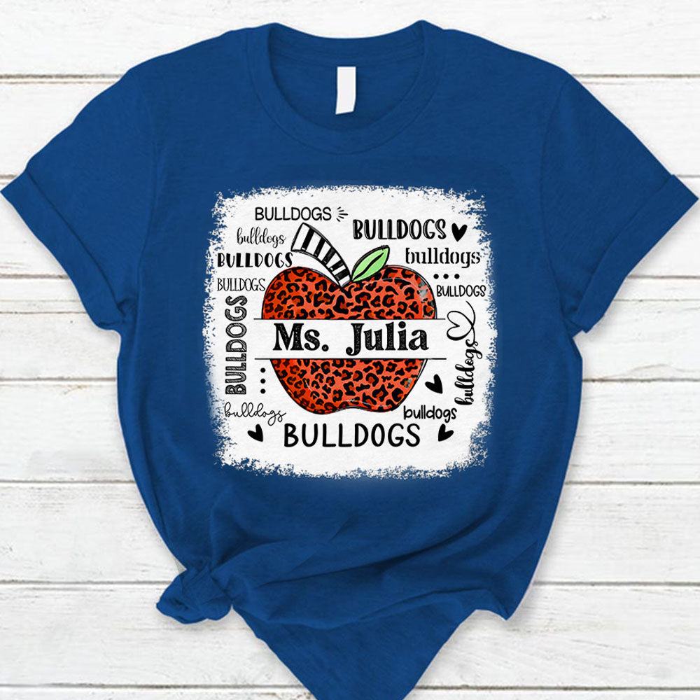 Personalized School Mascot Leopard Apple Custom Name T-Shirt Teacher Appreciation Gift Vr2 Ph99 Nh00