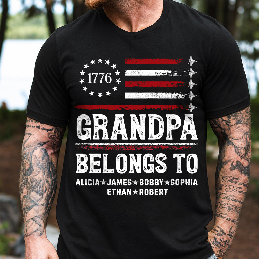 Proud American Grandpa Custom Kids Names Father's Day Gift For Dad, Grandpa L0411 Hv01