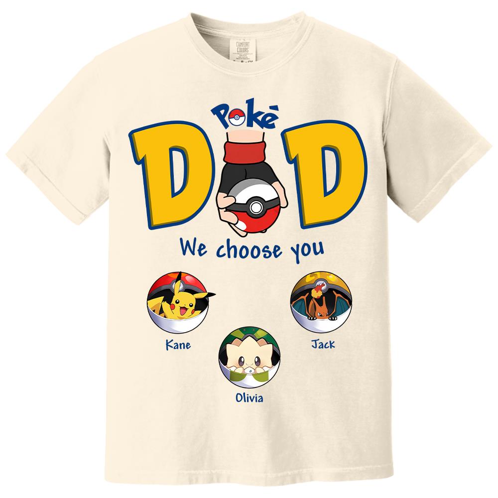 PokeDad Best Poke Dad Ever, Personalized PokéDad Shirt With Kids Name, Gifts For Dad, Gifts For Father's Day MI209 Hv01