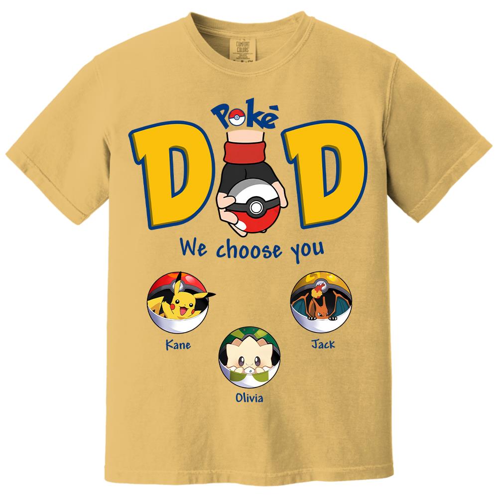 PokeDad Best Poke Dad Ever, Personalized PokéDad Shirt With Kids Name, Gifts For Dad, Gifts For Father's Day MI209 Hv01