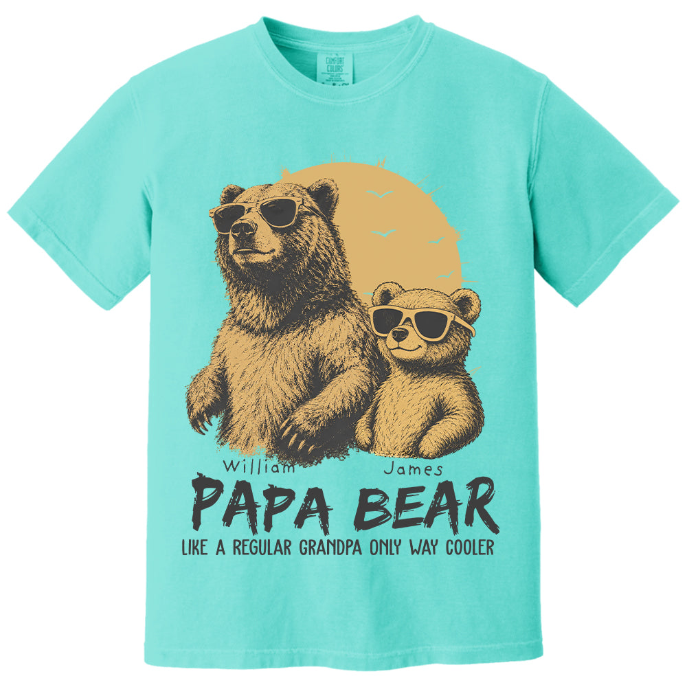 Personalized Papa Bear Like A Regular Grandpa Only Way Cooler Bear T-Shirt Father Day Gifts for Dad Funny Papa Tshirt Cool Daddy Bear Tee T24