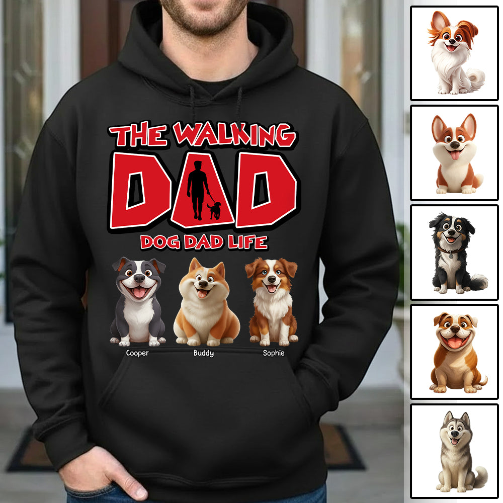 The Walking Dad Shirt,  Personalized Dog Dad Gift, Custom Dog Breed & Names, Funny Gift for Dog Lovers Tu24 Hv01