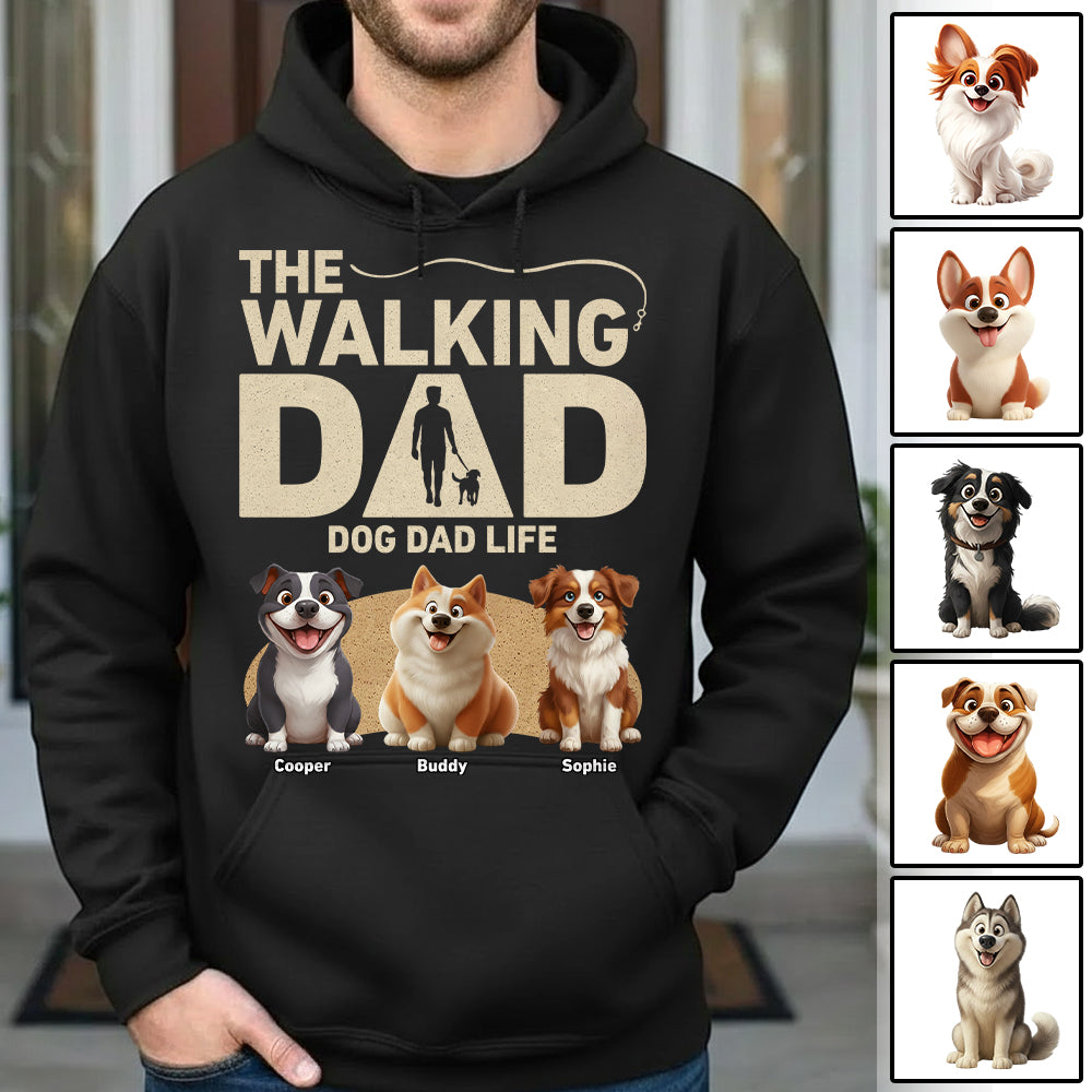 The Walking Dad Shirt,  Personalized Dog Dad Gift, Custom Dog Breed & Names, Funny Gift for Dog Lovers Tu24 Hv01