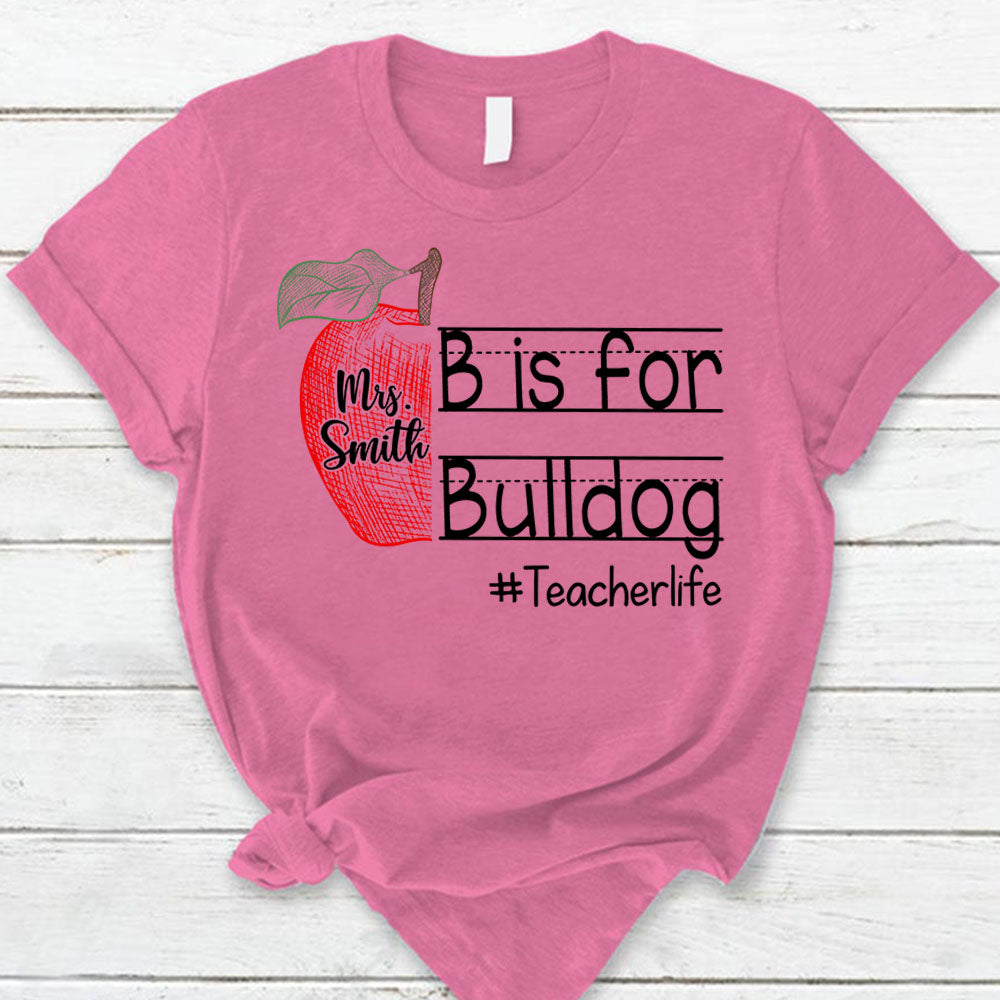 Personalized School Mascot Custom Apple Name Teacher T-Shirt K1702 Trhn