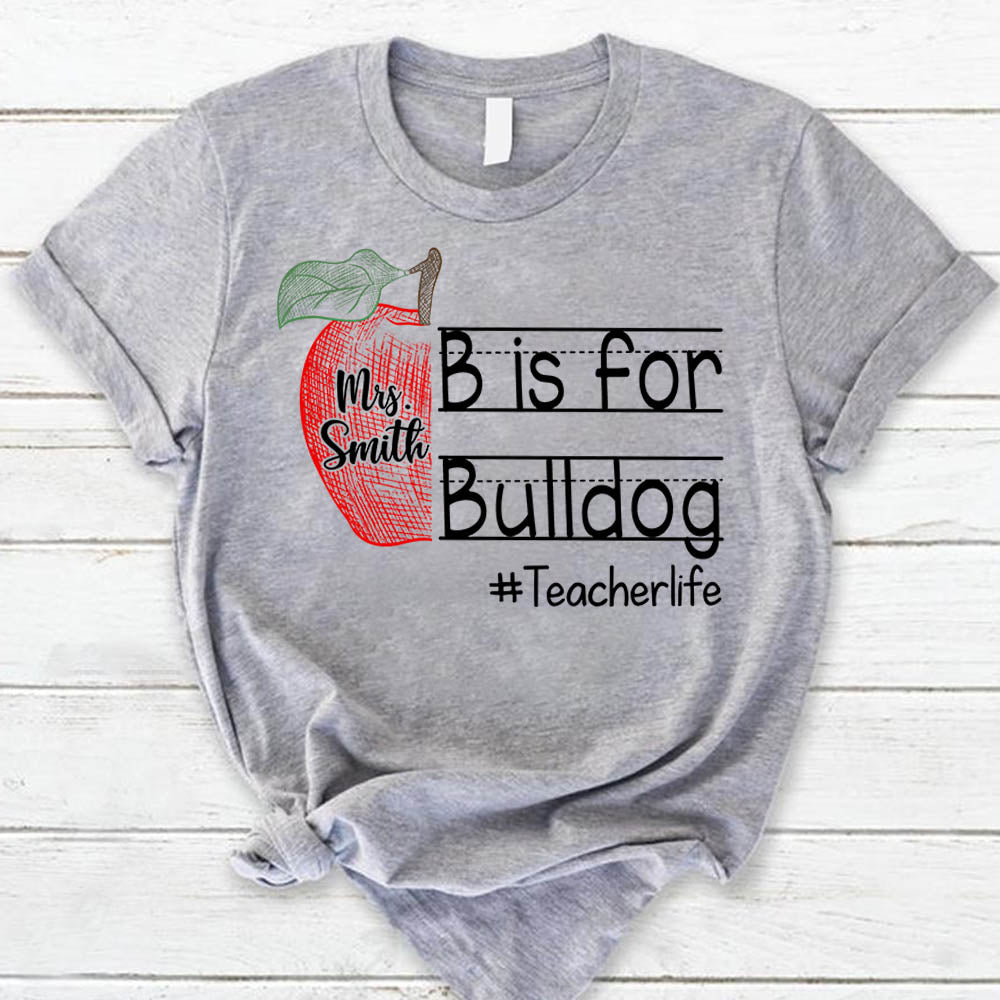 Personalized School Mascot Custom Apple Name Teacher T-Shirt K1702 Trhn